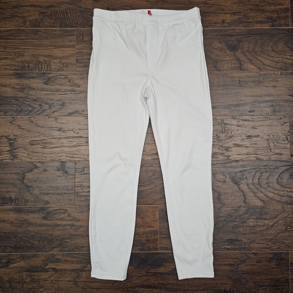 Spanx Jeggings Womens Large White Stretchy Denim Pull-on Pants Mature Capsule - Picture 1 of 7